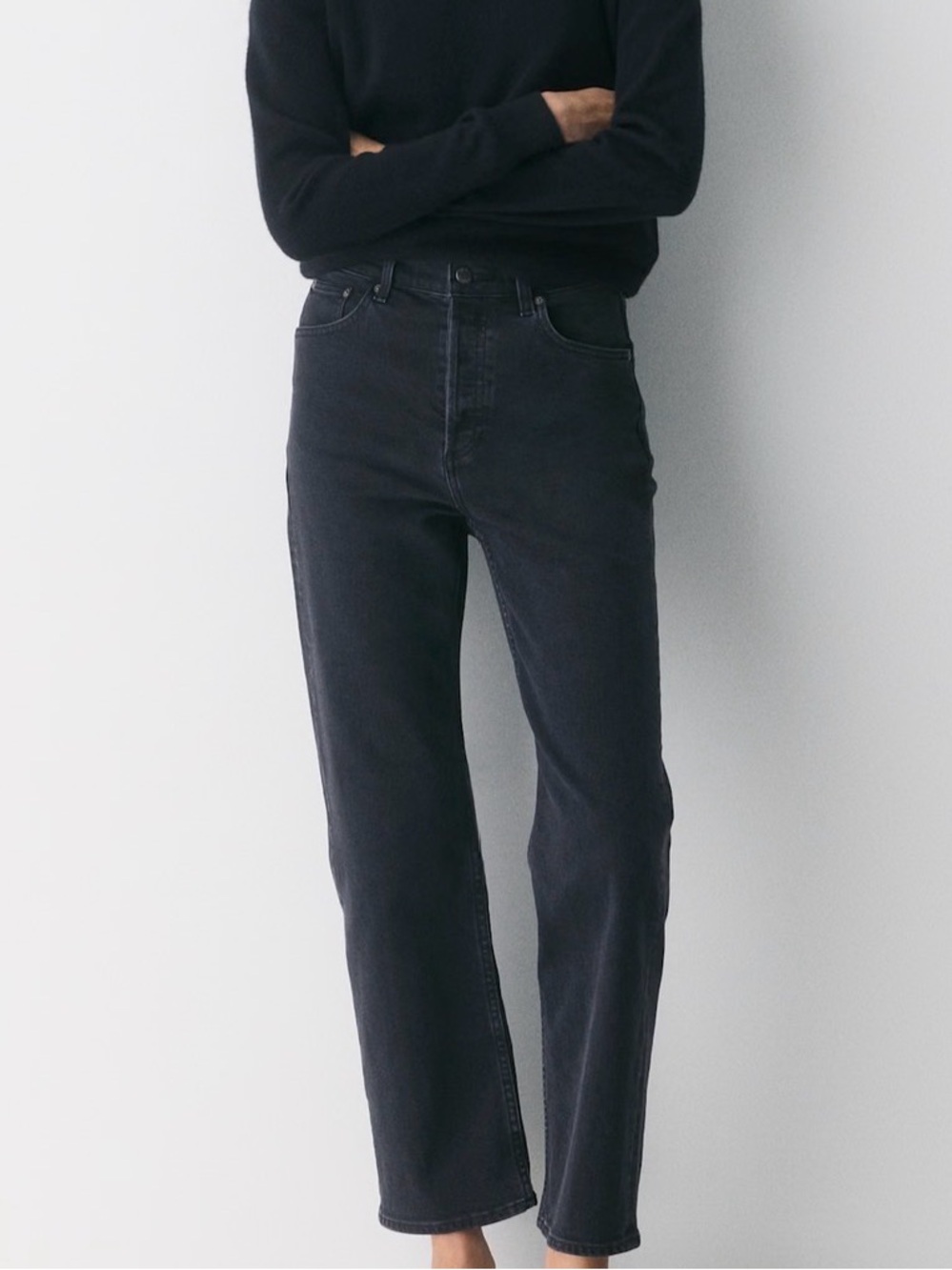 Denim Forum The Arlo High Rise Straight Jeans – Black Wash Gray - Size 28